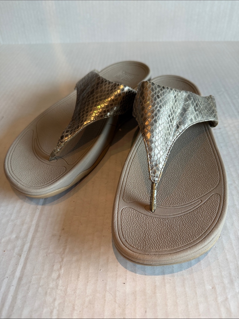 FitFlop Metallic Gold Snakeskin Print Sandals